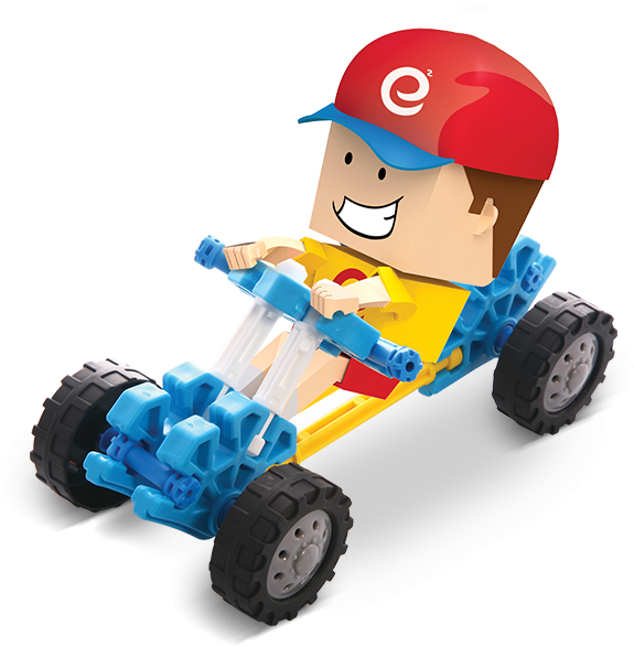 Young Engineer fährt auf seinem Kart